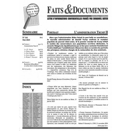 Faits & Documents n°541 - « L'administration Trump II »