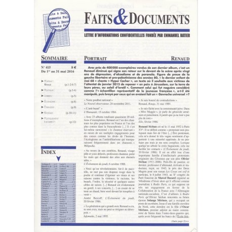 Faits & Documents - n°415 - du 1 au 31 mai 2016