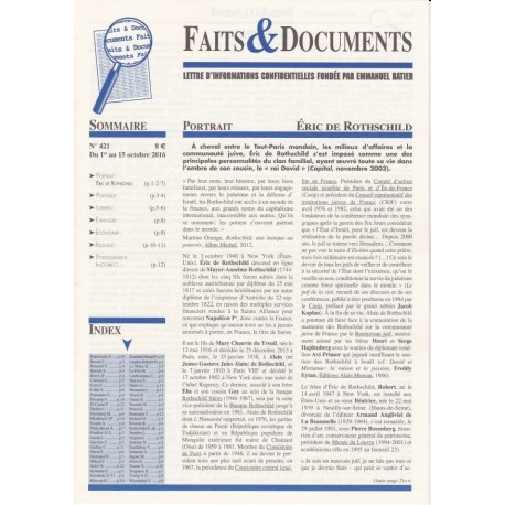 Faits & Documents - n°421 - du 1 au 15 octobre 2016