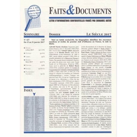 Faits & Documents - n°427 - du 15 décembre au 31 janvier 2016