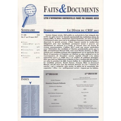 Faits & Documents - n°436 - du 1er au 15 mars 2017