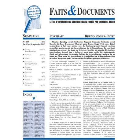 Faits & Documents - n°439 - du 15 au 30 septembre 2017