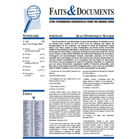 Faits & Documents n°464 - Du 1er au 15 mars 2019