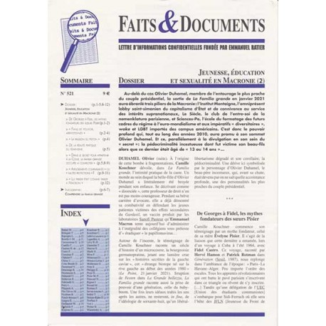 Faits & Documents n°521 - Jeunesse, éducation et sexualité en Macronie (2)