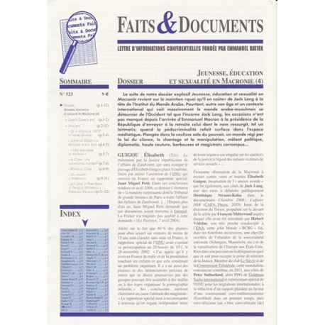 Faits & Documents n°523 - Jeunesse, éducation et sexualité en Macronie (4)