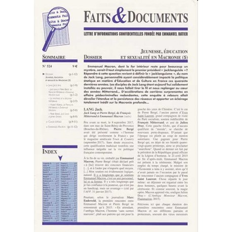 Faits & Documents n°520 - Jeunesse, éducation et sexualité en Macronie (5)